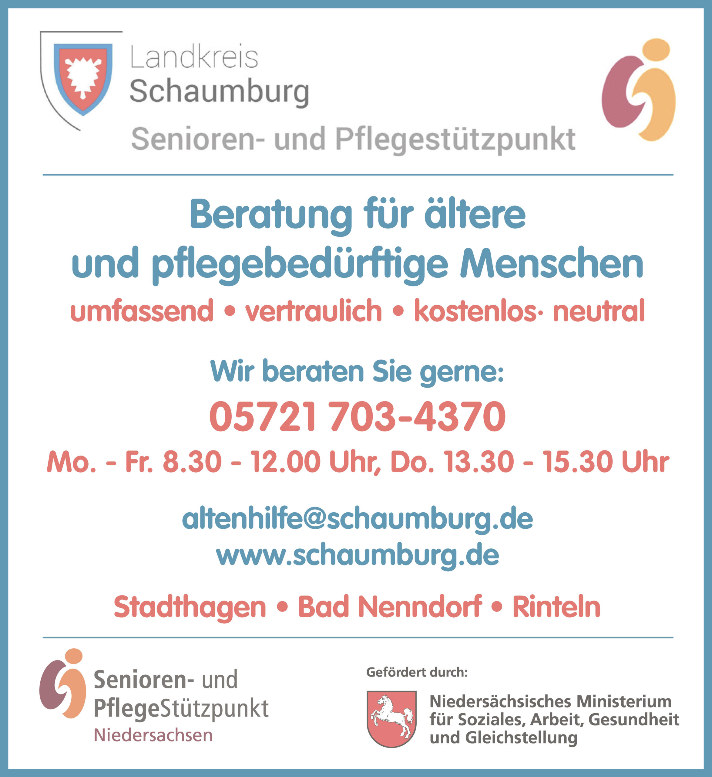 Mehr über den Artikel erfahren Beratung für ältere und pflegebedürftige Menschen